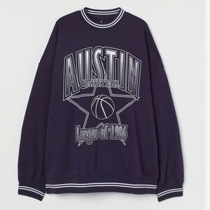 H&M Oversized Navy Blue Basketball Sweatshirt